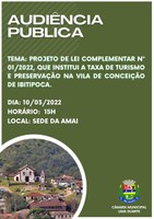 Audiência Pública com o fito de discutir o Projeto de Lei Complementar n° 01/2022