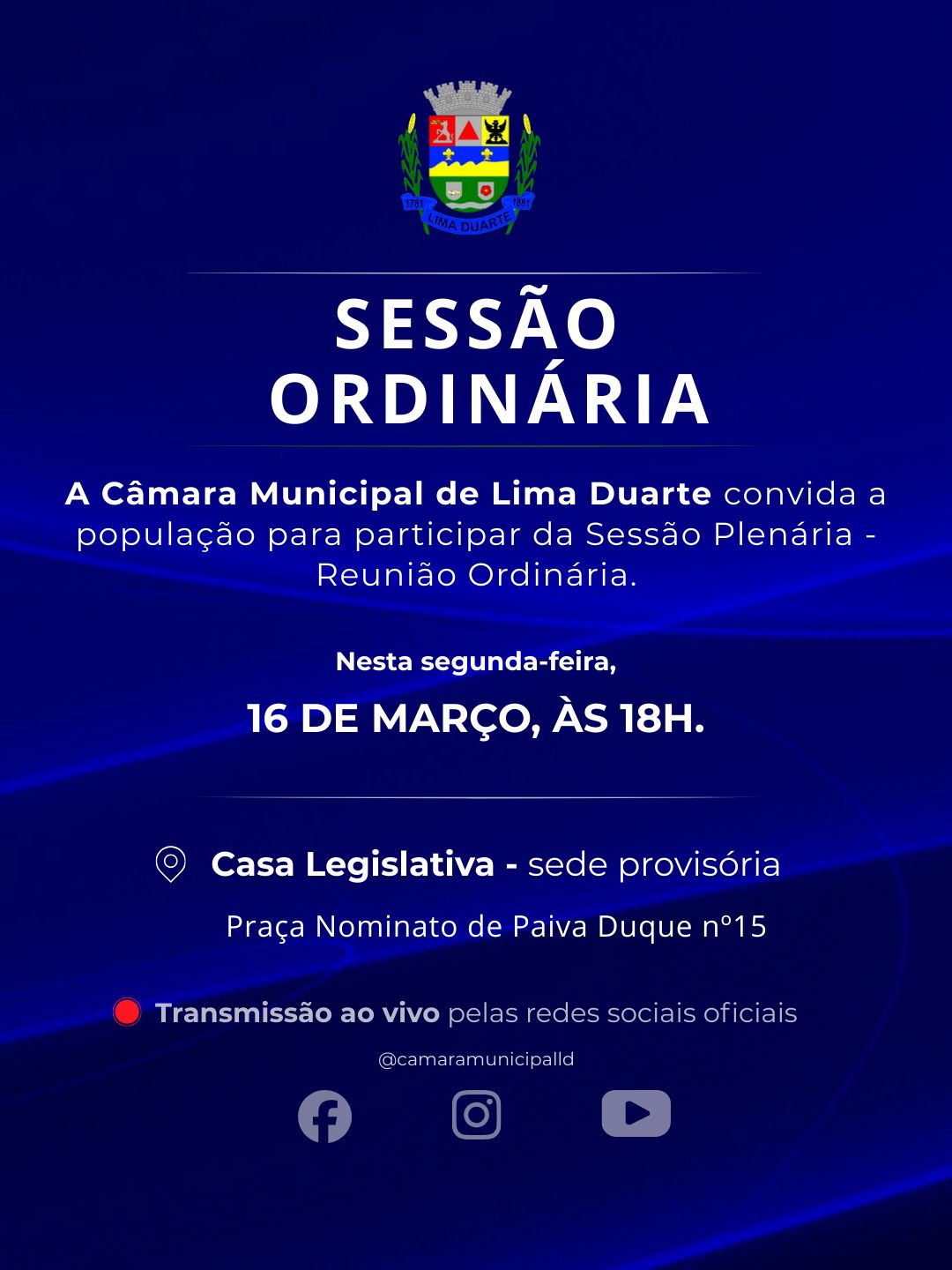 AVISO DE SESSÃO ORDINÁRIA