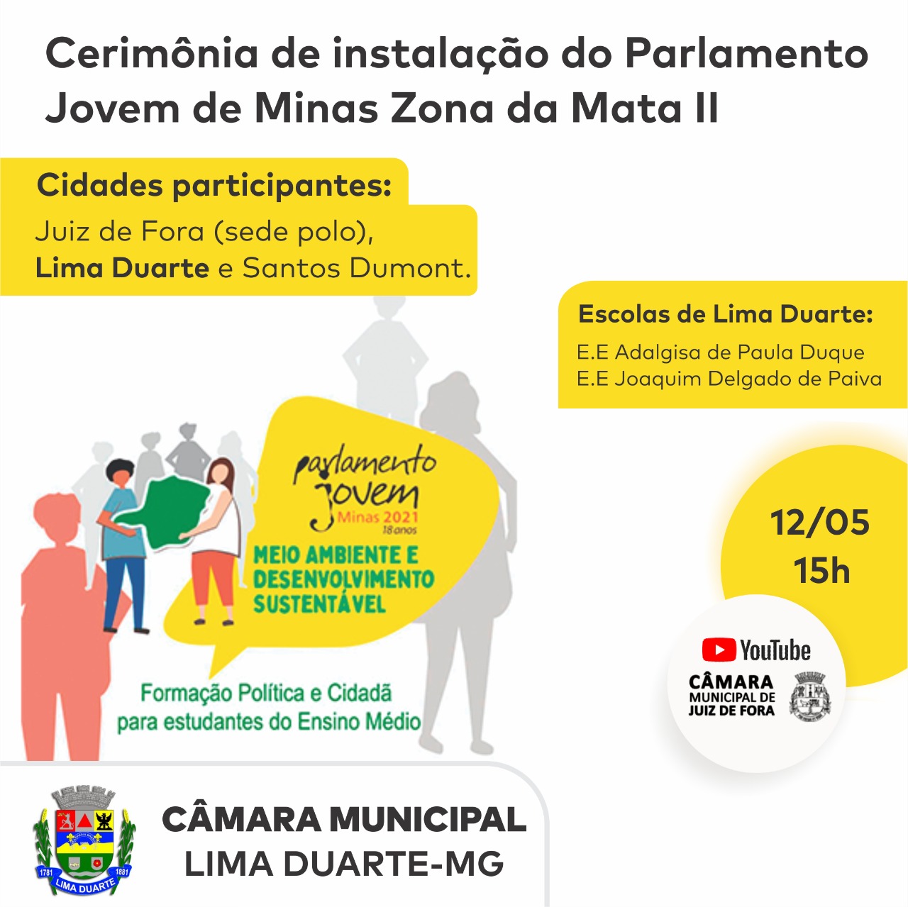 Parlamento Jovem 2021, tem lançamento virtual nesta quarta-feira, 12 de maio